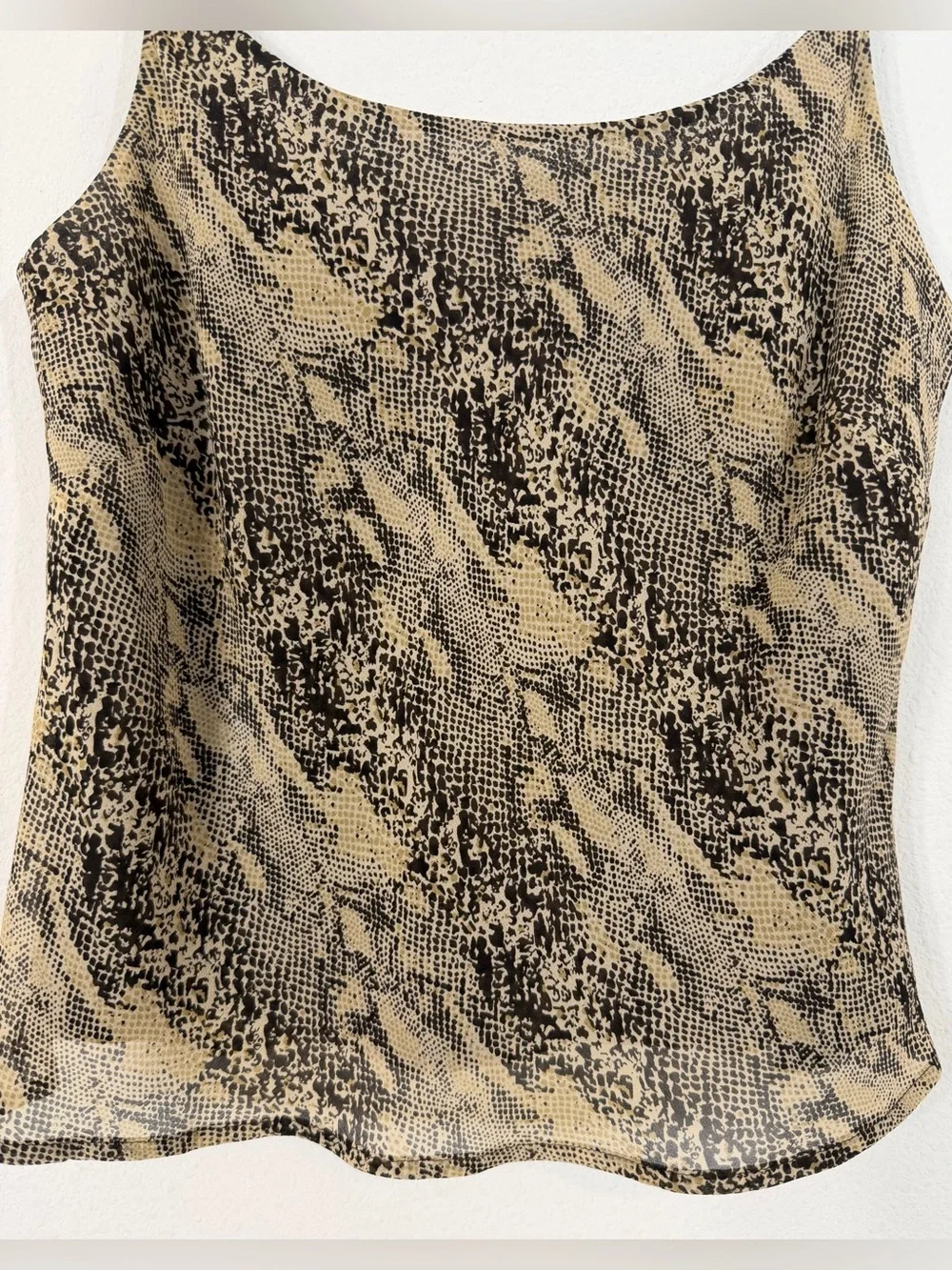 Vintage Ann Taylor Silk Two Piece Skirt Set Brown Snakeskin Cami Midi Size 2/4 - Picture 3 of 16